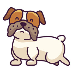 Cartoon dog with a brown and white face