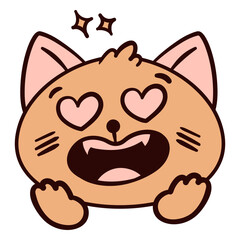 Cartoon cat with a heart in its eyes