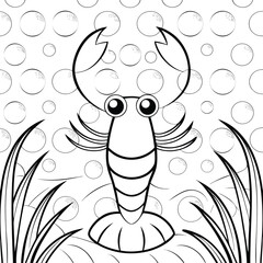 Adorable Cartoon Shrimp Coloring Page Big Eyes, Cute Body