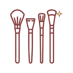 Cosmetic Brush Kit –foundation , blush, Powder, Contour, Highlight ,lip brush Tools on white background