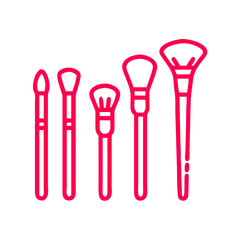 Cosmetic Brush Kit –foundation , blush, Powder, Contour, Highlight ,lip brush Tools on white background