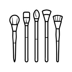 Cosmetic Brush Kit –foundation , blush, Powder, Contour, Highlight ,lip brush Tools on white background