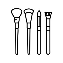 Cosmetic Brush Kit –foundation , blush, Powder, Contour, Highlight ,lip brush Tools on white background