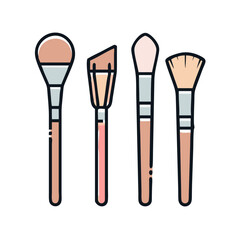 Beauty Brushes Set – 5 Pair Essential Makeup Accessories on transparent background
