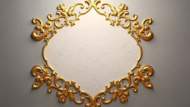 Elegant Gold Ornate Frame on Beige Textured Background Ideal for Luxury Branding Design Projects