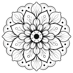 Symmetrical Mandala Design Layered Petals and Intricate Details