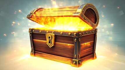 Open treasure chest filled with glowing flames.