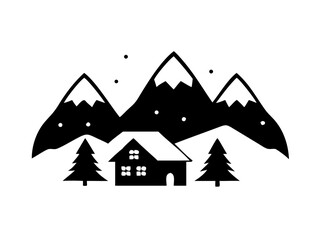 Fototapeta premium Charming Alpine Village Nestled In Snow Covered Mo