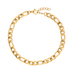 Gold Silver Chain Bracelet Round Shape On PNG Transparent Background . Bracelet PNG . Cut Out Clipping Path With Adobe Photoshop Pen Tool.