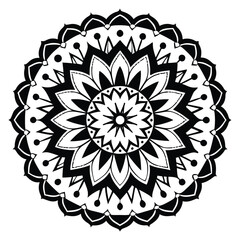 Intricate Black and White Mandala Design Layered Floral Pattern Vector EPS Illustration