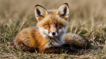 red fox in the wild closeup