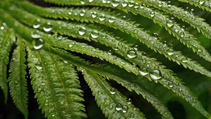fern leaf with water drops