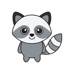 Kawaii Shy Raccoon With Adorable Outline