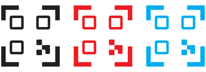 QR code icon. Stroke outline style. Vector QR code sample for smartphone scanning, Vector. Isolate on white background.