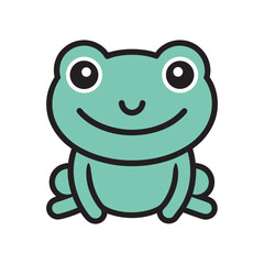 Kawaii Smiley Frog Character Outline Vector