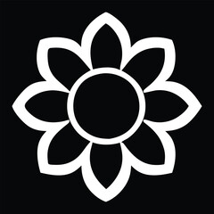 Intricate Black and White Floral Emblem with Symmetry on Dark Background