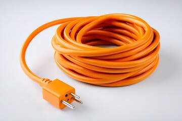 Bright orange extension cord neatly coiled for easy storage and use at home or office