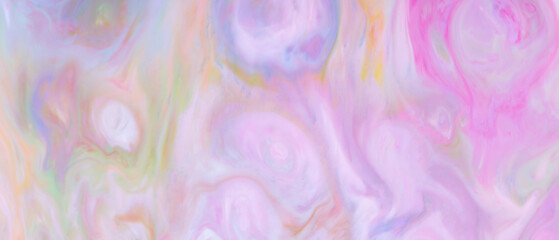 Pastel Fluid Marble Texture with Pink Green Orange Swirls, Abstract Liquid Background
