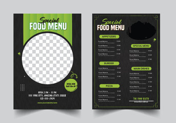 
Food menu design template for restaurant
