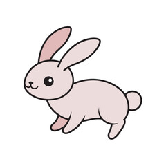 Obraz premium Kawaii Jumping Bunny With Line Art