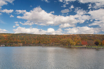 Lake Seneca and Clute Park in autumn in upstate New york