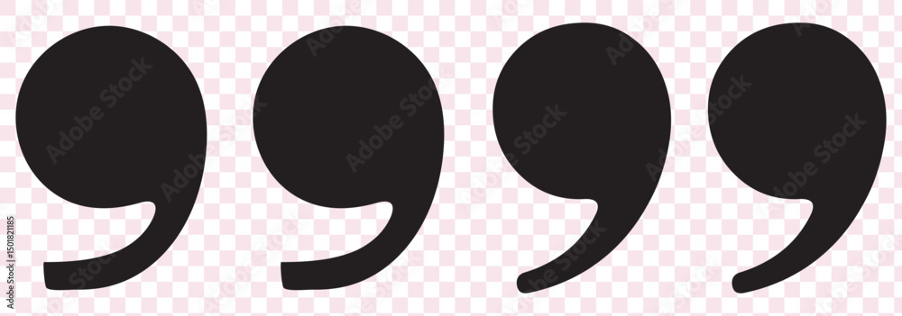 Fototapete a flat comma icon on a transparent background. quotation marks, isolated black vector icon in the fo