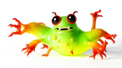 Colorful cartoon alien with green body and orange tentacles