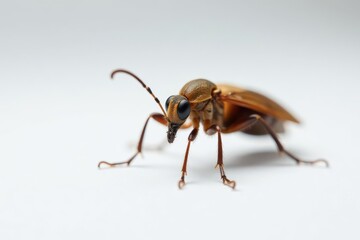 Close-up of single insect on pure white backdrop, close-up, pest