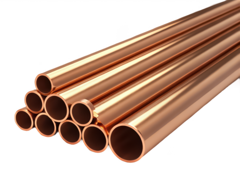 Copper pipes png plumbing copper tubes png industrial pipe fittings png metallic tubing roll png water supply pipes png heating system pipes png transparent background image