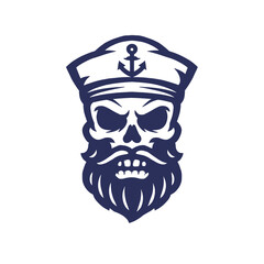 Skull Sailor Captain Beard Vector Illustration