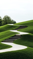 Stone Steps Winding Through Lush Green Hills