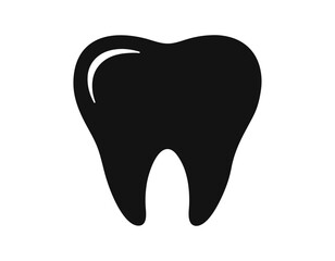 simple black tooth silhouette, ideal for dental clinics, oral hygiene products, or health-related designs, offering a clean and universal symbol of dentistry.