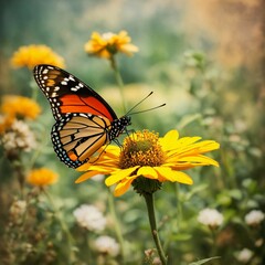 Fototapeta premium butterfly on flower