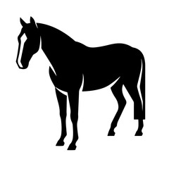 A black silhouette illustration of a horse, showcasing its elegant form.