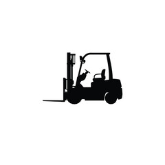 silhouette of forklift icon on white background