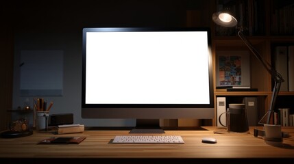 Fototapeta premium Minimalist desk setup with clean surface, embodying a professional and serene workspace concept. 