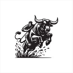 Bull Rodeo Showdown – Cowboy Riding a Bucking Bull in Action

