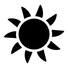 A simple black sun illustration with sharp rays.