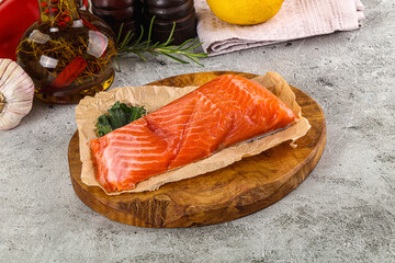 Piece of cut salmon fillet