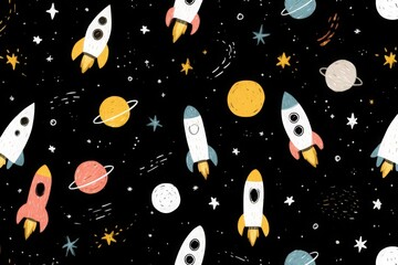 Space Theme for Kids, Rockets, Planets, Stars, AI Generated