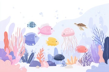 Underwater World with Sea Animals for Toddlers, AI Generated