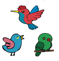  Colorful Birds Vector Set