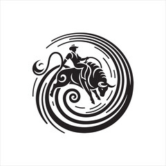 Bull Rodeo Showdown – Cowboy Riding a Bucking Bull in Action

