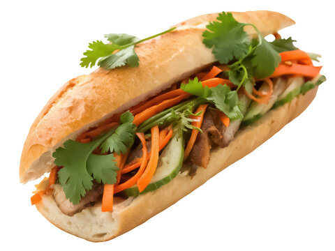 Banh mi sandwich png Vietnamese sandwich png pork sandwich png street food png baguette sandwich png Asian sandwich png fusion food png transparent background image