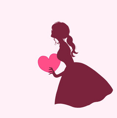 ドレスを着たハートを持った女性