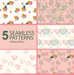 This soothing pattern set combines soft floral strokes, minimalist heart forms, and botanical lines to evoke pure, peaceful love. Great for wellness branding, stationery, home decor, soft packaging