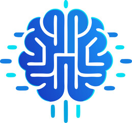 Blue gradient brain icon representing artificial intelligence and machine learning concepts