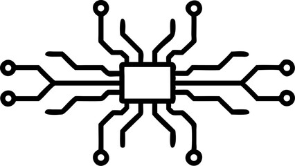 A simple black and white illustration of a microchip. Microchip Circuit Board Technology Digital Innovation Processor System