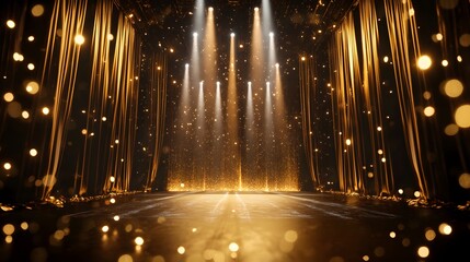 golden lights on the stage