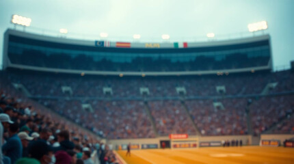 Blurred stadium crowd at a sporting event